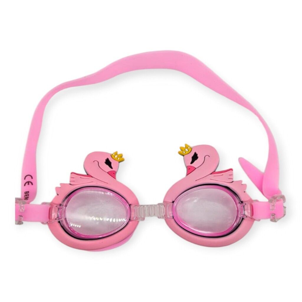 Çocuk Yüzücü Gözlüğü Silikon Taşıma Çantalı Pembe Kuğu - 9014