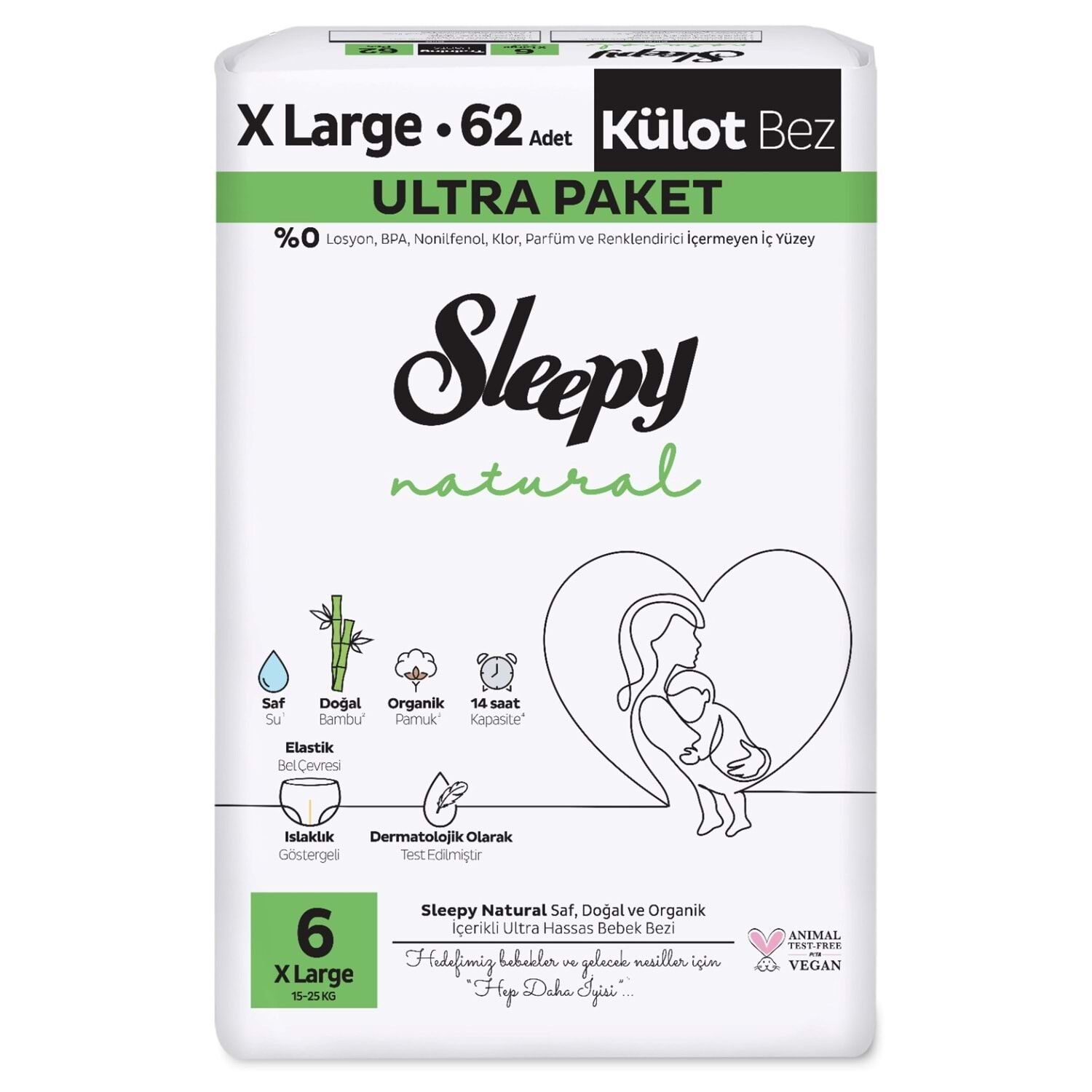 Sleepy Natural Külot Bez 2'Li Ultra Paket 6 Beden 62 Adet