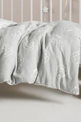 Kanz Jakarlı Müslin Bebek Nevresim Takımı Knz-013 Bear Gri