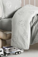 Kanz Jakarlı Müslin Bebek Nevresim Takımı Knz-013 Bear Gri