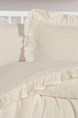 Kanz 2 Kat Fırfırlı Bebek Müslin Nevresim Knz-023 Krem