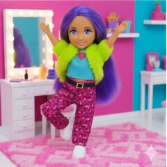 Ankiki Moda İkonu Bebek Figür 13 cm  - Mor Saçlı Hip-Hop Rüzgarı