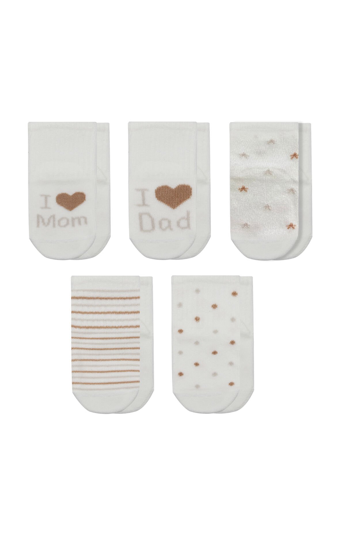 Bistyle Mom Dad Kutulu Penye Soket Çorap 5li 10148 Ekru Kahve