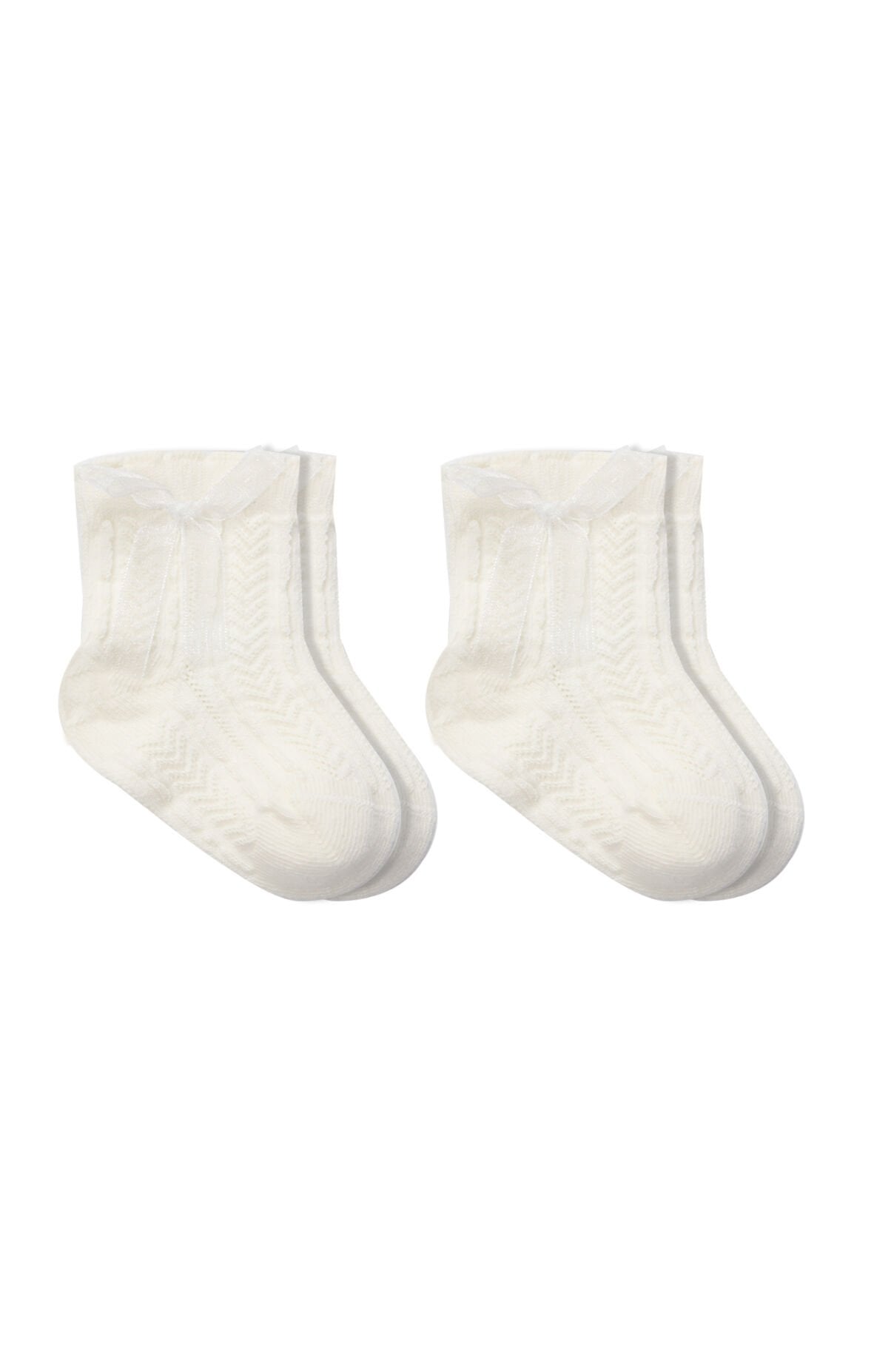 Bistyle Fiyonklu Penye Soket Çorap 2li 10150 Ekru