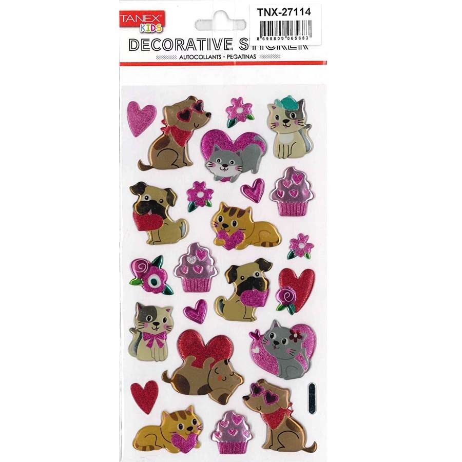 Tanex Puffy Aşık Kedi ve Köpek Serisi Sticker