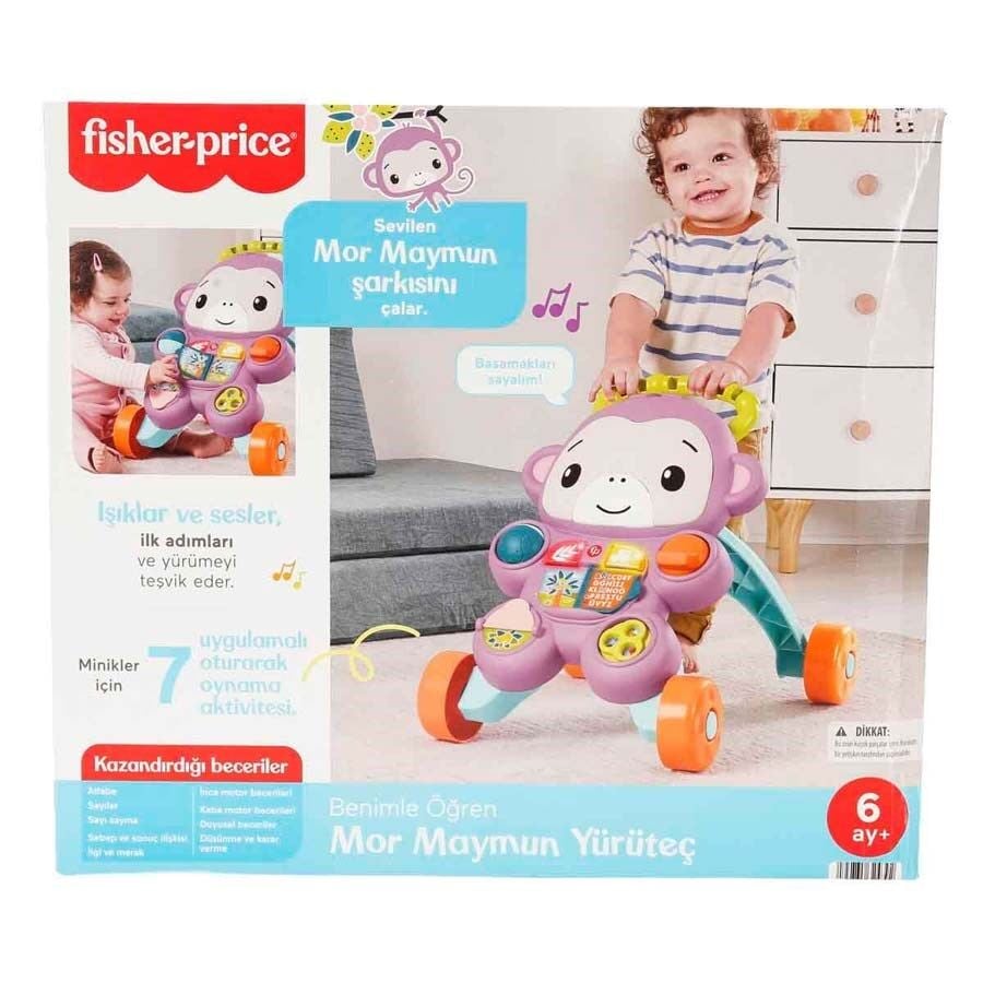 Fisher Price Sesli ve Işıklı Mor Maymun Yürüteç