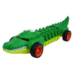 Timsah Araba - Otomatik Hareketli Sesli Işıklı 32 cm - Yeşil Gerçekçi Timsah