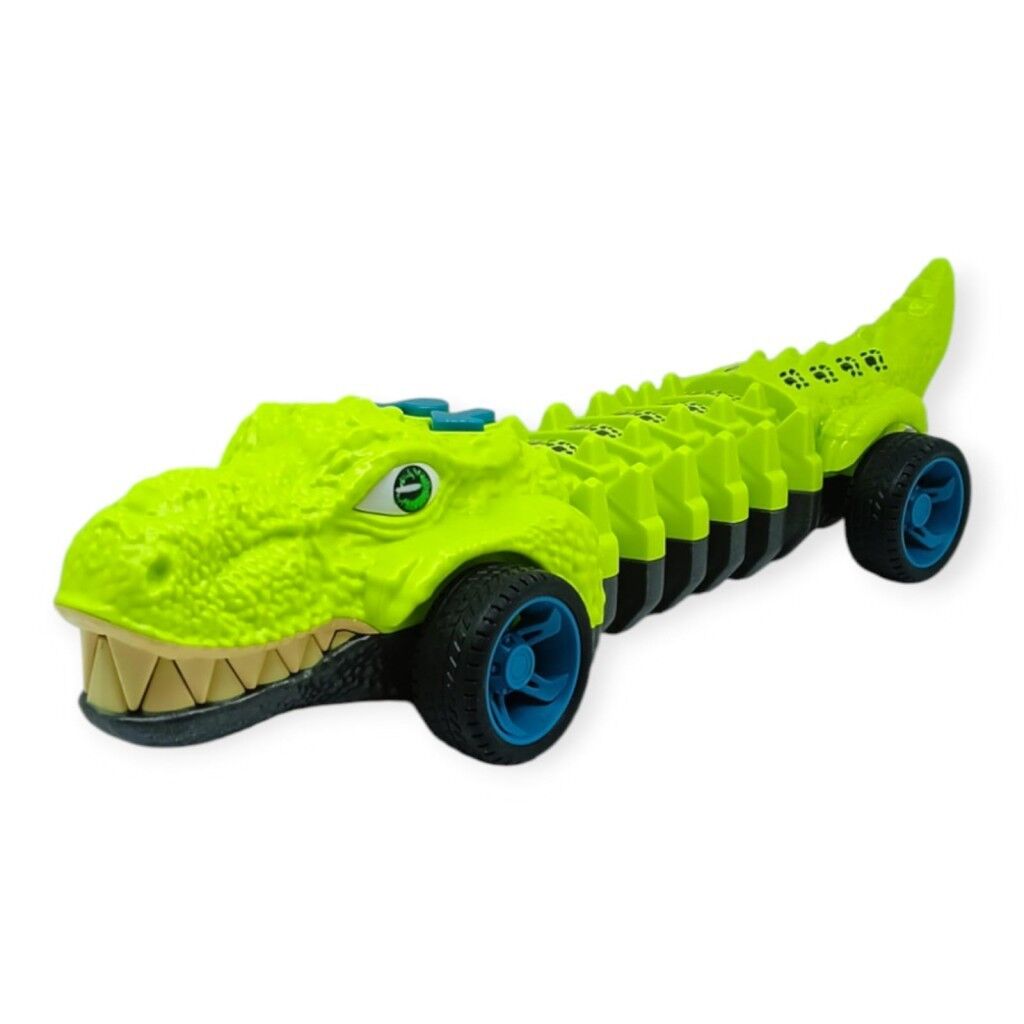 Timsah Araba - Otomatik Hareketli Sesli Işıklı 32 cm - Açık Yeşil Timsah