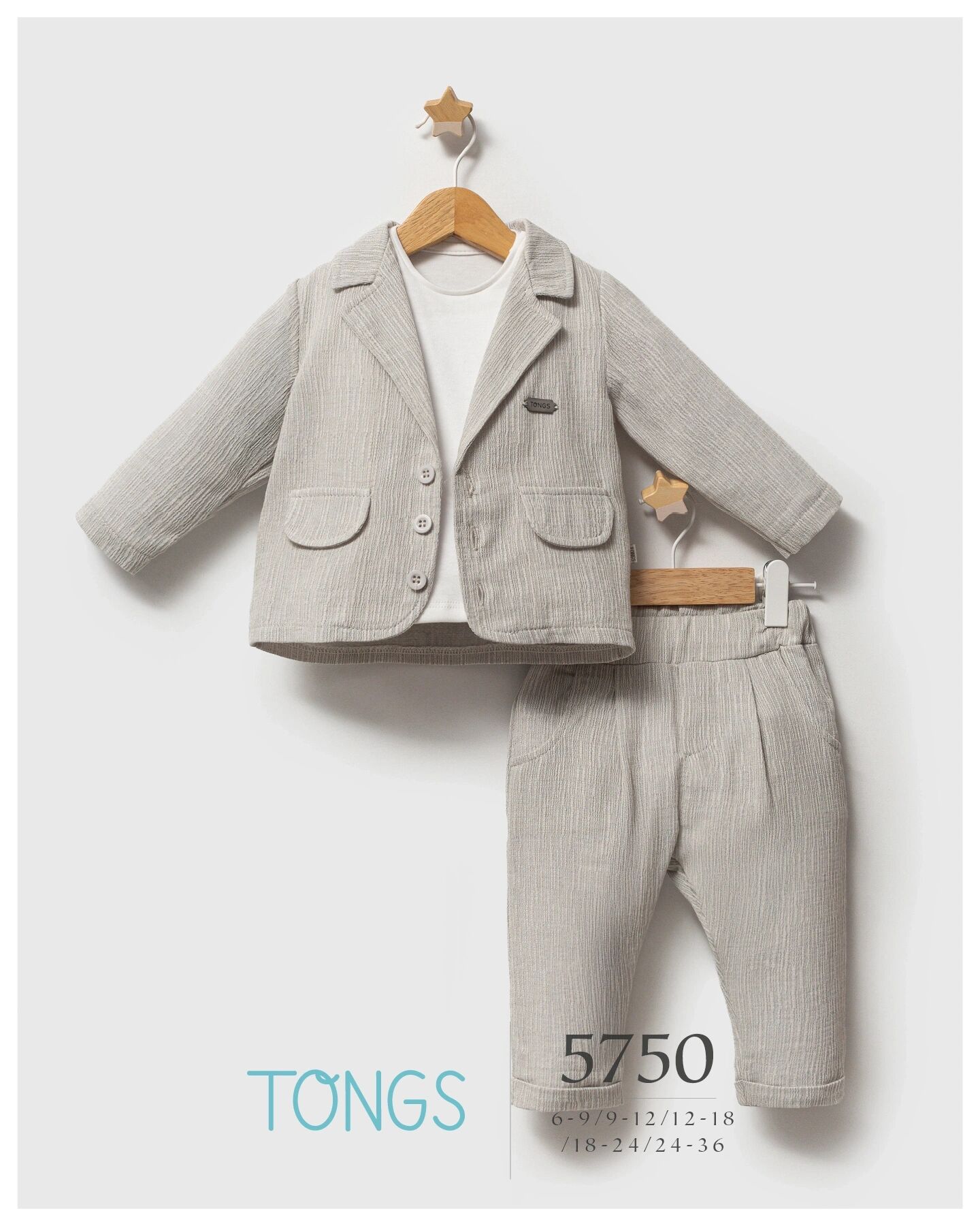 Tongs Stylish And Comfy Üçlü Takım 5750 Gri