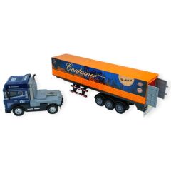 Metal Tır 1:24 - Sesli Işıklı Konteyner Taşıyıcı Tır 39 cm - Lacivert