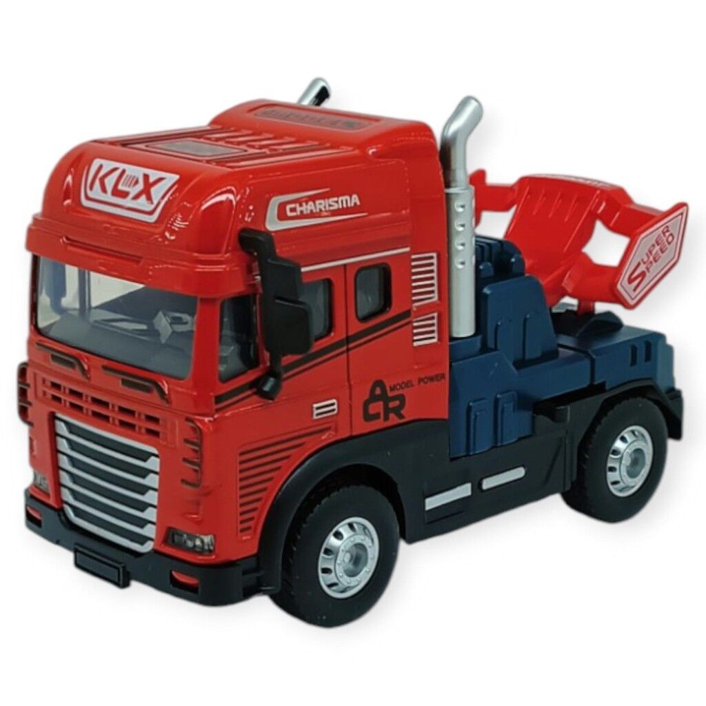 Metal Tır 1:24 - Sesli Işıklı Tır 13 cm - Kırmızı