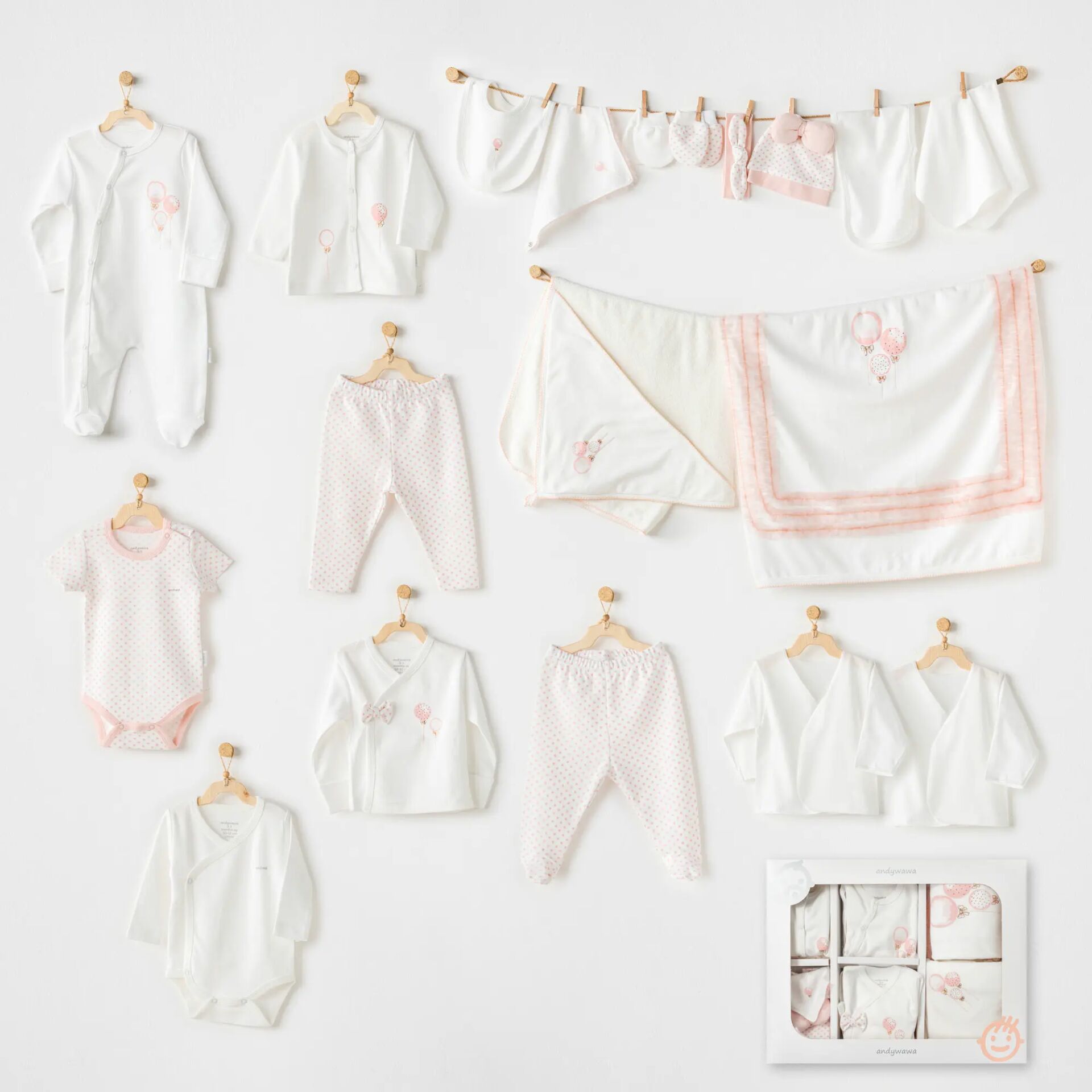 Andywawa AC25552 Pink Baloons 20'li Hastane Çıkışı Ekru