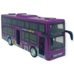 Sesli Işıklı Çift Katlı Otobüs 20 cm - Mor