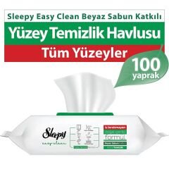 Sleepy Premium Yüzey Temizlik Havlusu 100 Adet Beyaz Sabun