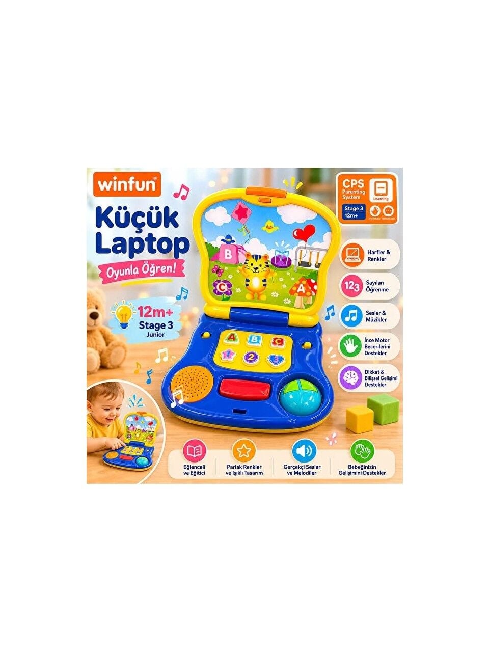 WINFUN Eğitici Küçük Laptop Oyuncağı Sesli Işıklı 12 Ay+