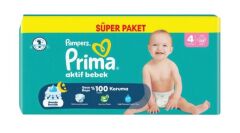 Prima Aktif Bebek Süper Paket Bebek Bezi 4 Beden 52 Adet