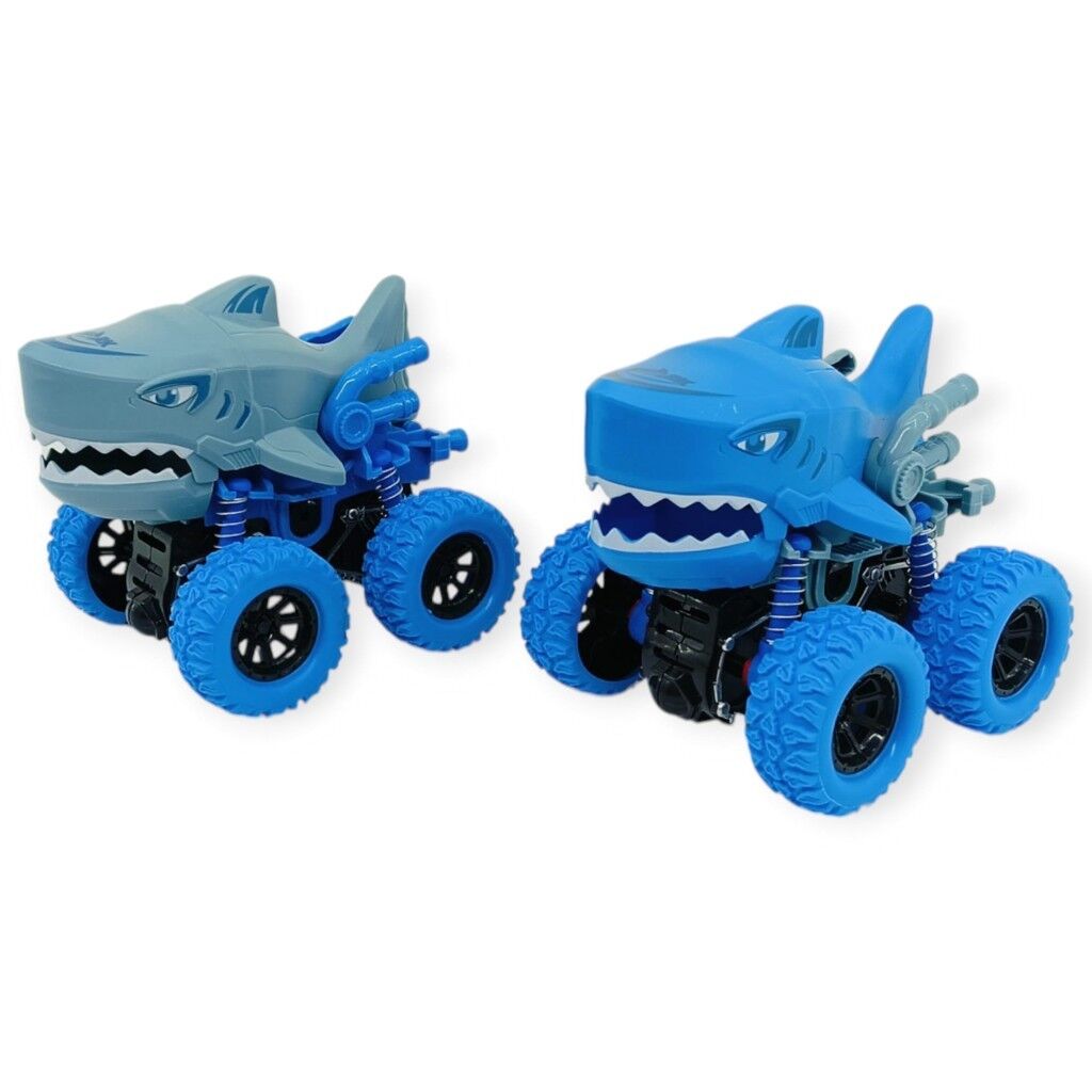 2’li Set Köpek Balığı Sürtmeli Mekanik Monster Araba 12 cm