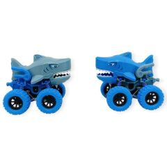 2'li Set Köpek Balığı Sürtmeli Mekanik Monster Araba 12 cm
