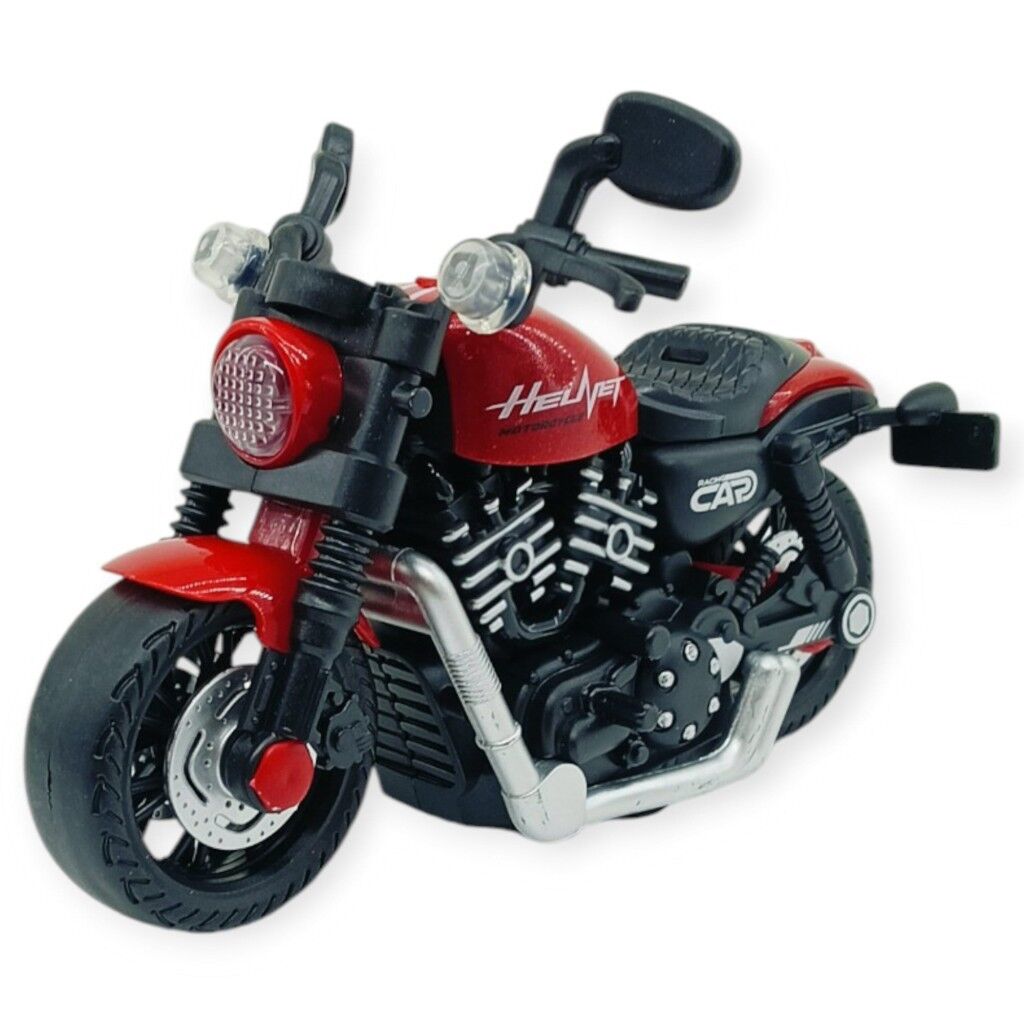 Sürtmeli Işıklı Sesli Chopper Motor Kırmızı 15cm