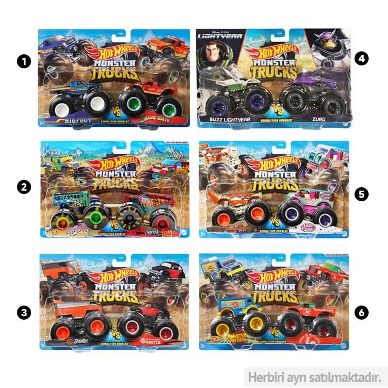 FYJ64-TOPLU - HOT WHEELS İKİLİ 1:64 ARABALAR