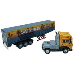 Metal Tır 1:24 - Sesli Işıklı Konteyner Taşıyıcı Tır 39 cm - Sarı