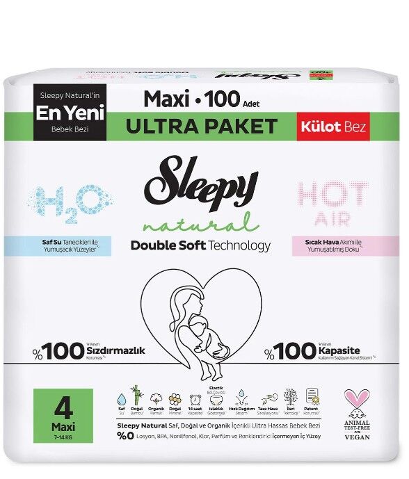 Sleepy Natural Double Soft Külot Bez Ultra Paket 4 Beden 100 Adet