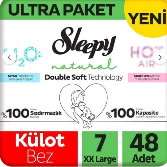 Sleepy Natural Double Soft Külot Bez Ultra Paket 7 Beden 48 Adet