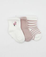 Bistyle Flamingo Girl 3'lü Penye Soket Çorap 10136 Gül Kurusu