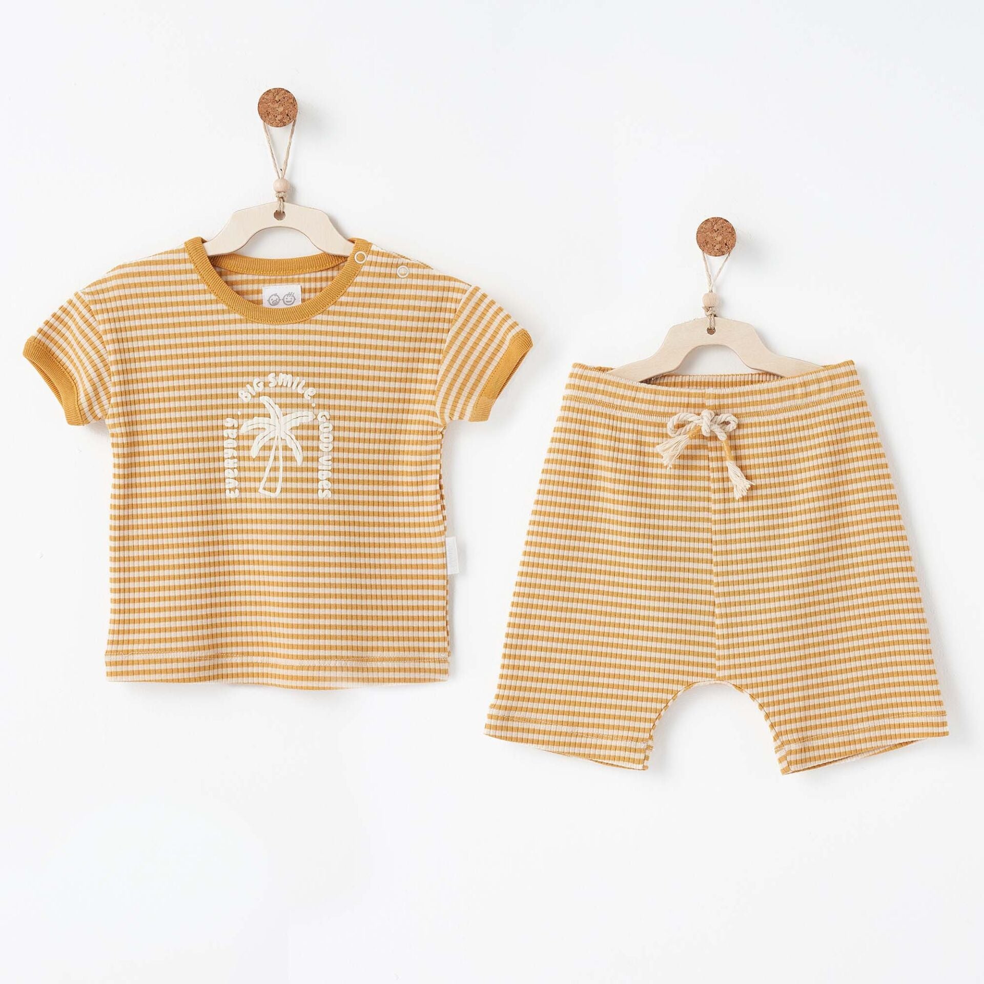 Andywawa AC26672 Bamboo Striped 2li Takım Mustard