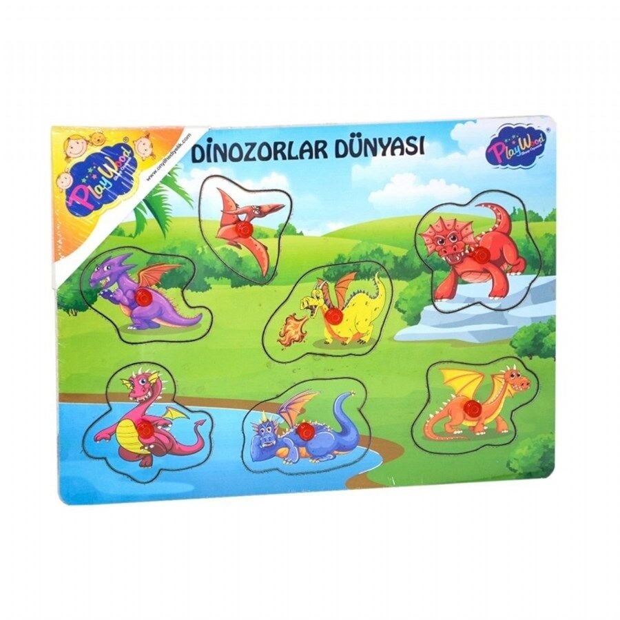 Ahşap Tutmalı Dinozor Dünyası Puzzle