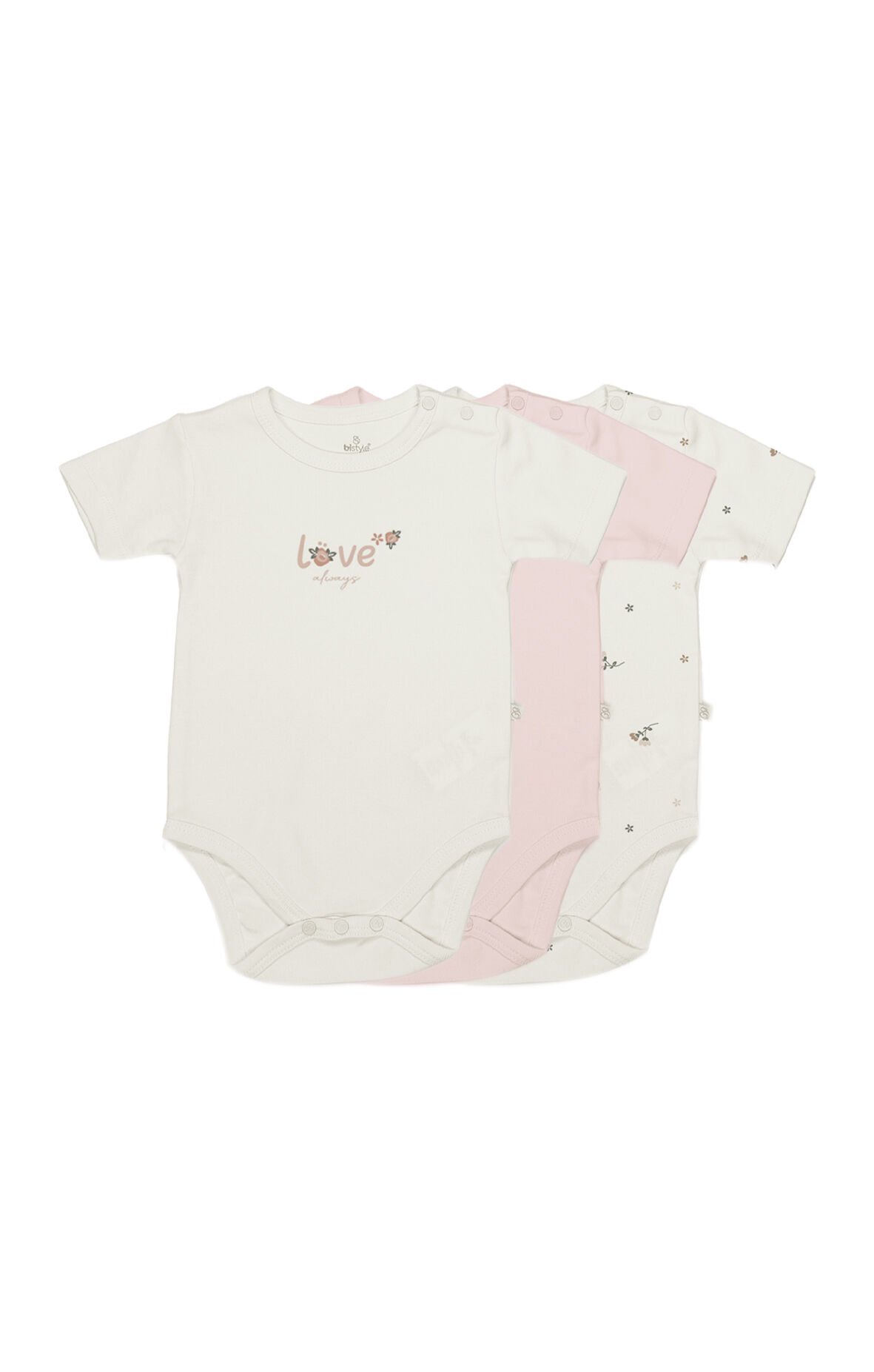 Bistyle 3lü Body Yarım Kol Love Grows Kutulu 17173 Ekru