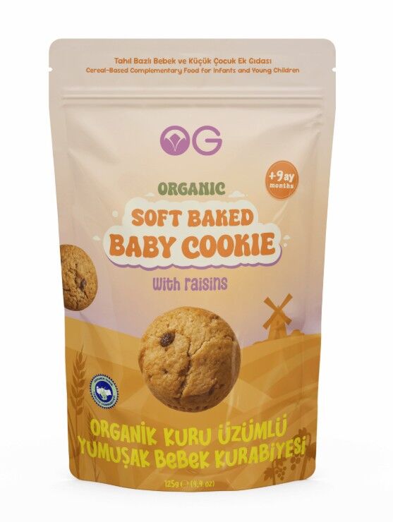 OG Natural Organik Kuru Üzümlü Yumuşak Bebek Kurabiyesi 125g