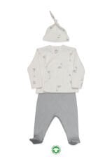 Bistyle Flying Elephant 3'Lü Zıbın Takım 13111 Ekru Gri