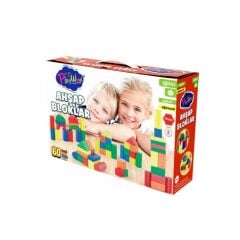 Play Wood Renkli Ahşap Bloklar 60 Parça