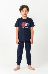 U.S. Polo Kısa Kol Pijama Takım US2441-4 Lacivert