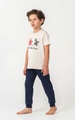 U.S. Polo Kısa Kol Pijama Takım US2441-4 Bej