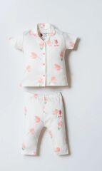 U.S. Polo Gömlek Pijama Takımı USB2988 Beyaz-Pudra