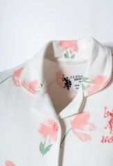 U.S. Polo Gömlek Pijama Takımı USB2988 Beyaz-Pudra