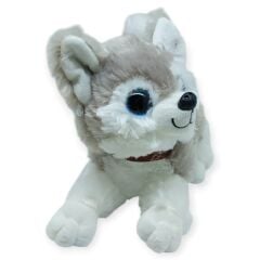 Sesli Peluş Yatan Köpek 25 cm - Gri