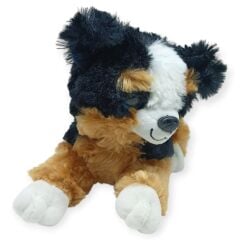 Sesli Peluş Yatan Köpek 25 cm - Siyah Kahve