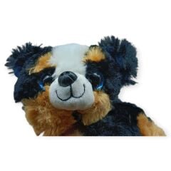 Sesli Peluş Yatan Köpek 25 cm - Siyah Kahve