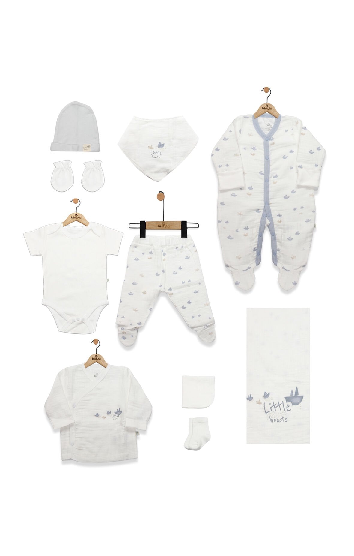 Bistyle 10lu Hastane Çıkışı Müslin Little Boats 11121 Ekru