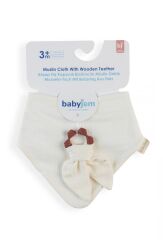 BabyJem Silikon Diş Kaşıyıcılı Müslin Önlük 736 Ekru