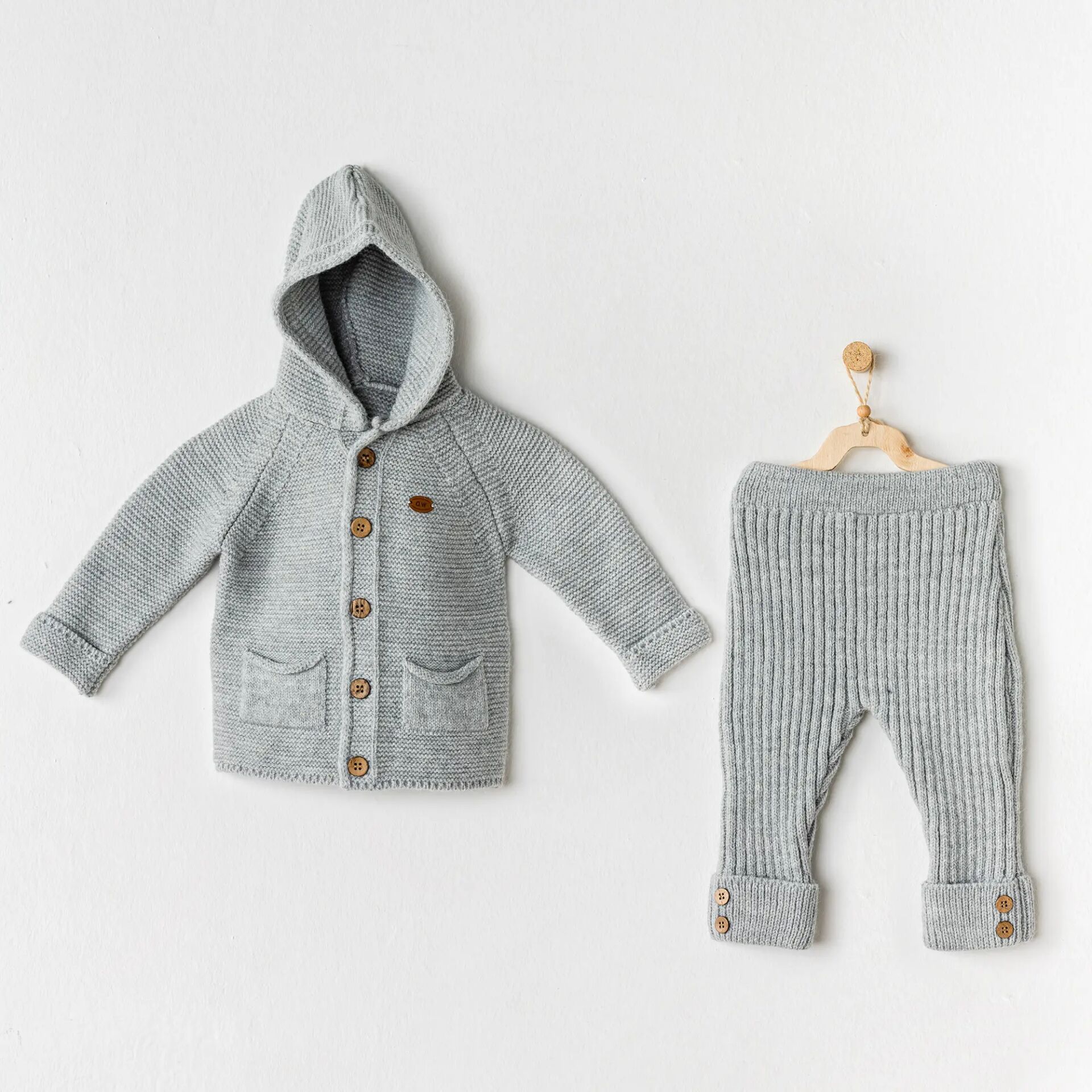 Andywawa AC24335 Knitwear 2'li Triko Takım Grey Melange