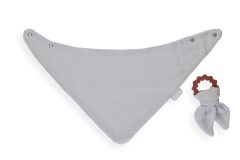 BabyJem Silikon Diş Kaşıyıcılı Müslin Önlük 736 Gri