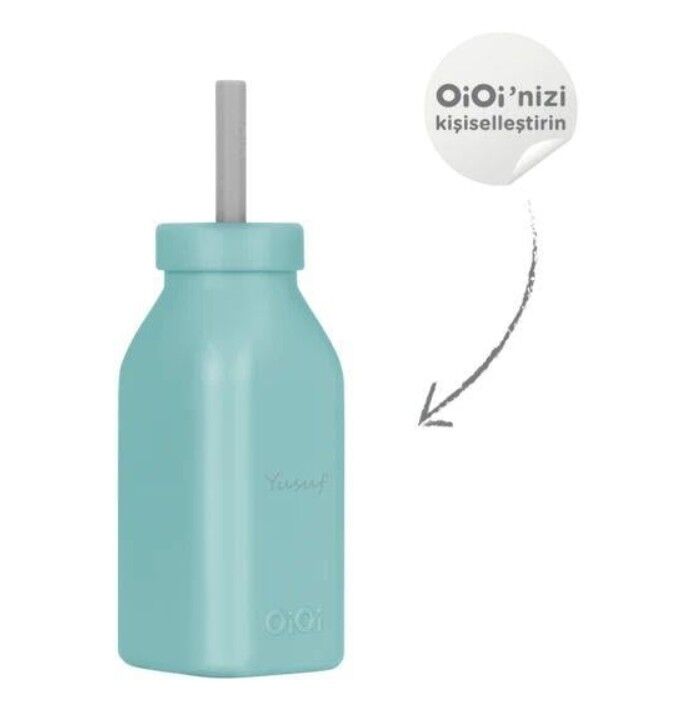 OiOi Şişe + Pipet 200 ml Aqua Green / Powder Grey