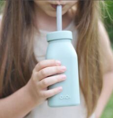OiOi Şişe + Pipet 200 ml Aqua Green / Powder Grey