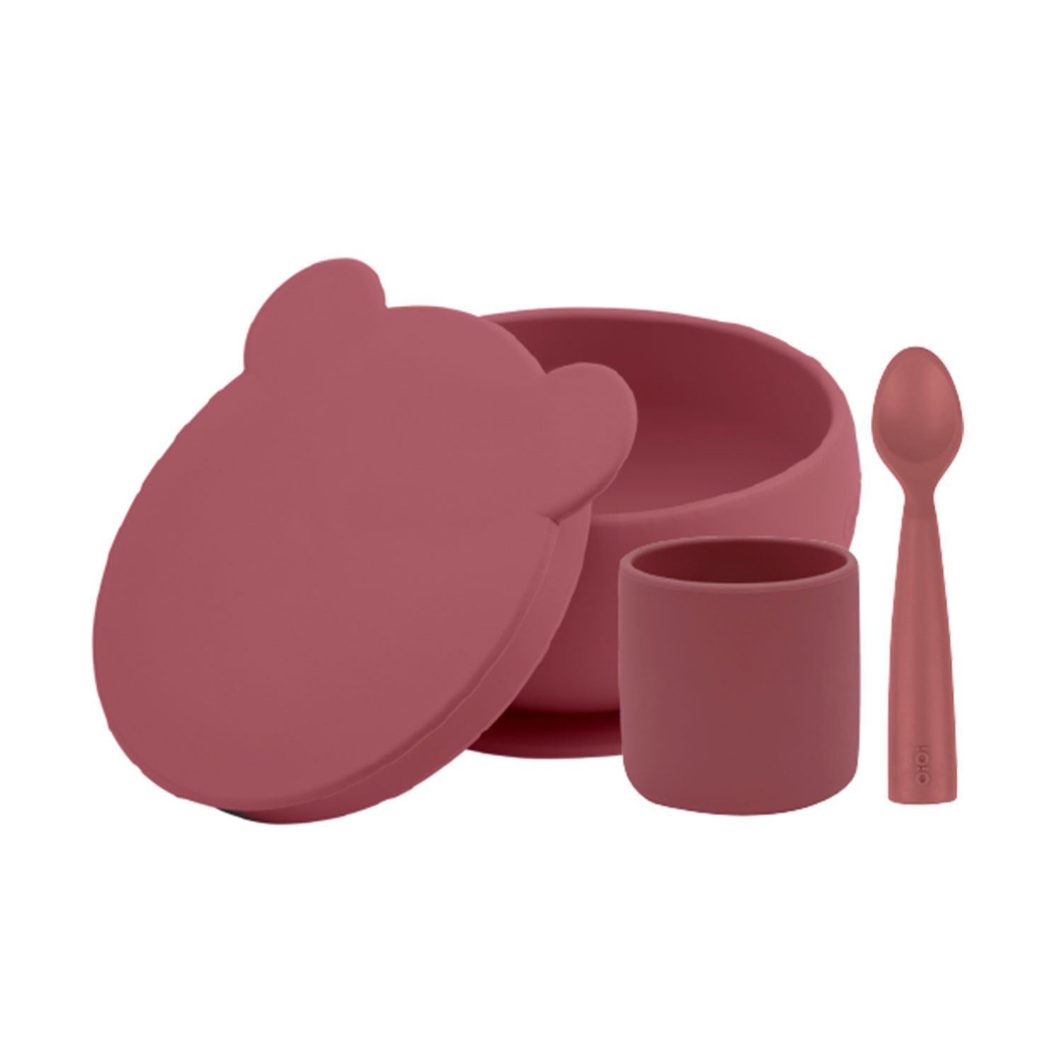 OiOi Blw I Silikon Beslenme Seti 3lü (Kaseli) Velvet Rose