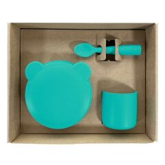 OiOi Blw I Silikon Beslenme Seti 3lü (Kaseli) Aqua Green