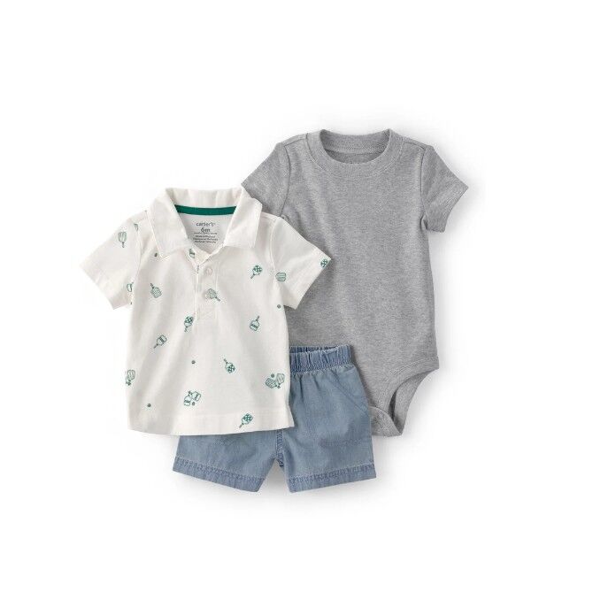 Carters Erkek Bebek Body Şort Set 1U533910 Bej